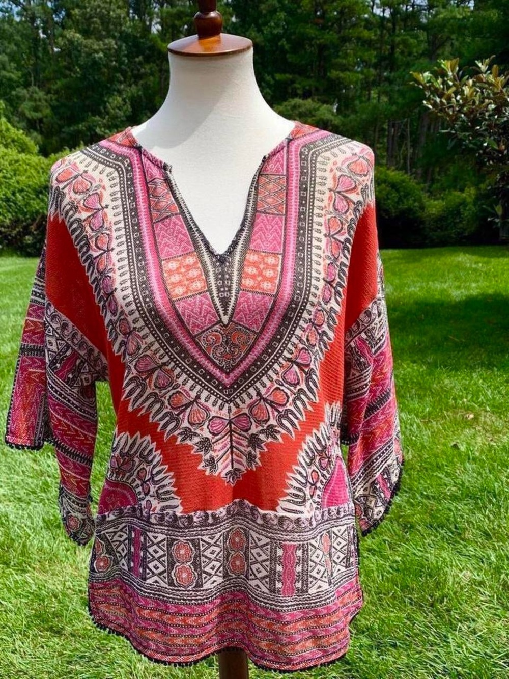 Free People New Romantics Boho Tunic. Extra small (oversized fit). Red/Black.